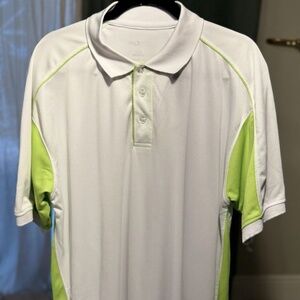 Chervò Mens XXL White Green Performance Golf Polo Shirt Short Sleeve